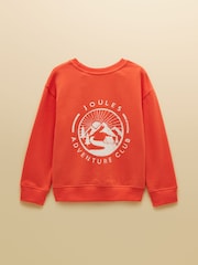 Joules Orange Boys' Back Print Crew Neck Sweatshirt - Image 2 of 4