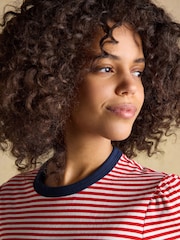 Joules Erin Red Stripe Short Sleeve Jersey T-Shirt - Image 3 of 6