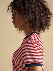 Joules Erin Red Stripe Short Sleeve Jersey T-Shirt - Image 4 of 6
