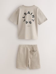 smALLSAINTS Light Brown Tierra T-Shirt and Sweat Shorts Set - Image 2 of 5