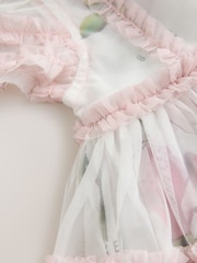 Baker by Ted Baker Pink Ruffle Mesh Floral Printed Dress - Image 10 of 11