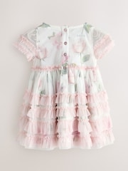 Baker by Ted Baker Pink Ruffle Mesh Floral Printed Dress - Image 7 of 11