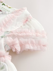 Baker by Ted Baker Pink Ruffle Mesh Floral Printed Dress - Image 8 of 11