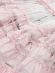 Baker by Ted Baker Pink Ruffle Mesh Floral Printed Dress - Image 9 of 11