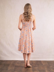 Lakeland Clothing Orange Piper Floral Print Midi Dress - Image 4 of 7