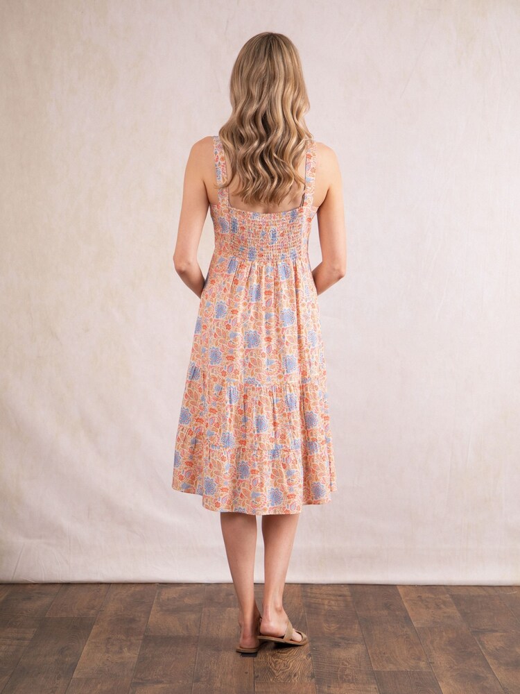 Lakeland Clothing Orange Piper Floral Print Midi Dress - Image 4 of 7