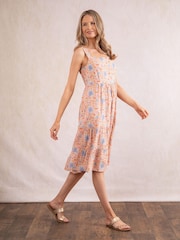Lakeland Clothing Orange Piper Floral Print Midi Dress - Image 5 of 7