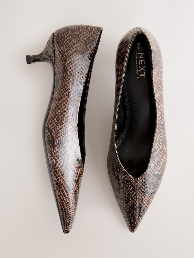 Chocolate Brown Forever Comfort® Point Toe Low Kitten Heels Shoes - Image 2 of 5 Chocolate Brown Forever Comfort® Point Toe Low Kitten Heels Shoes - Image 2 of 5