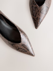Chocolate Brown Forever Comfort® Point Toe Low Kitten Heels Shoes - Image 3 of 5