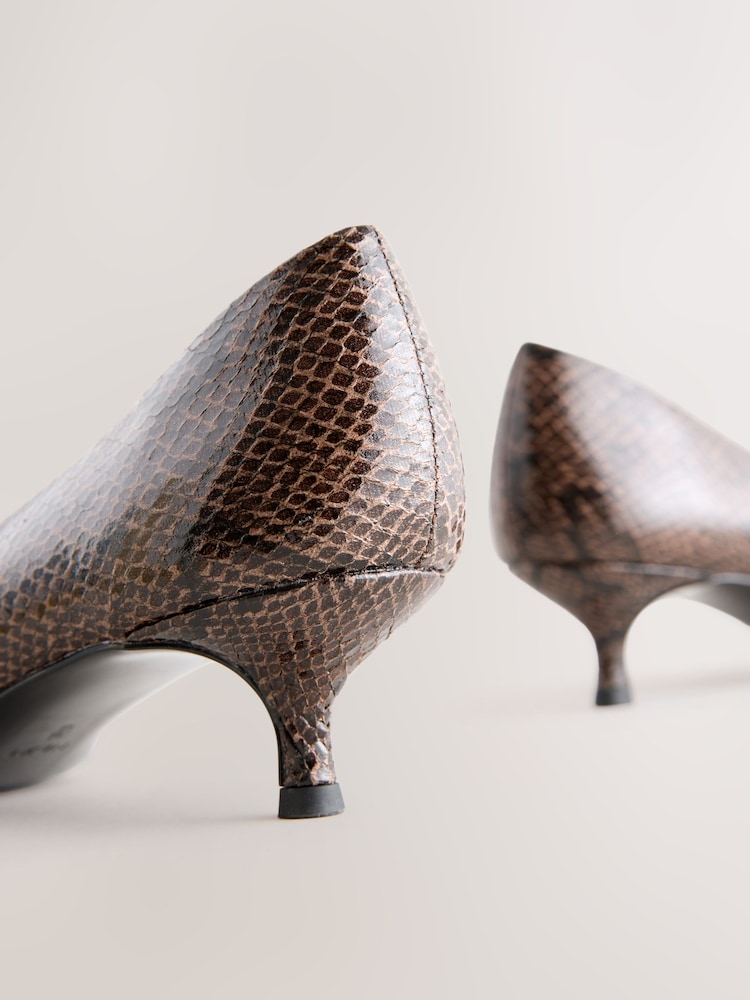Chocolate Brown Forever Comfort® Point Toe Low Kitten Heels Shoes - Image 5 of 5