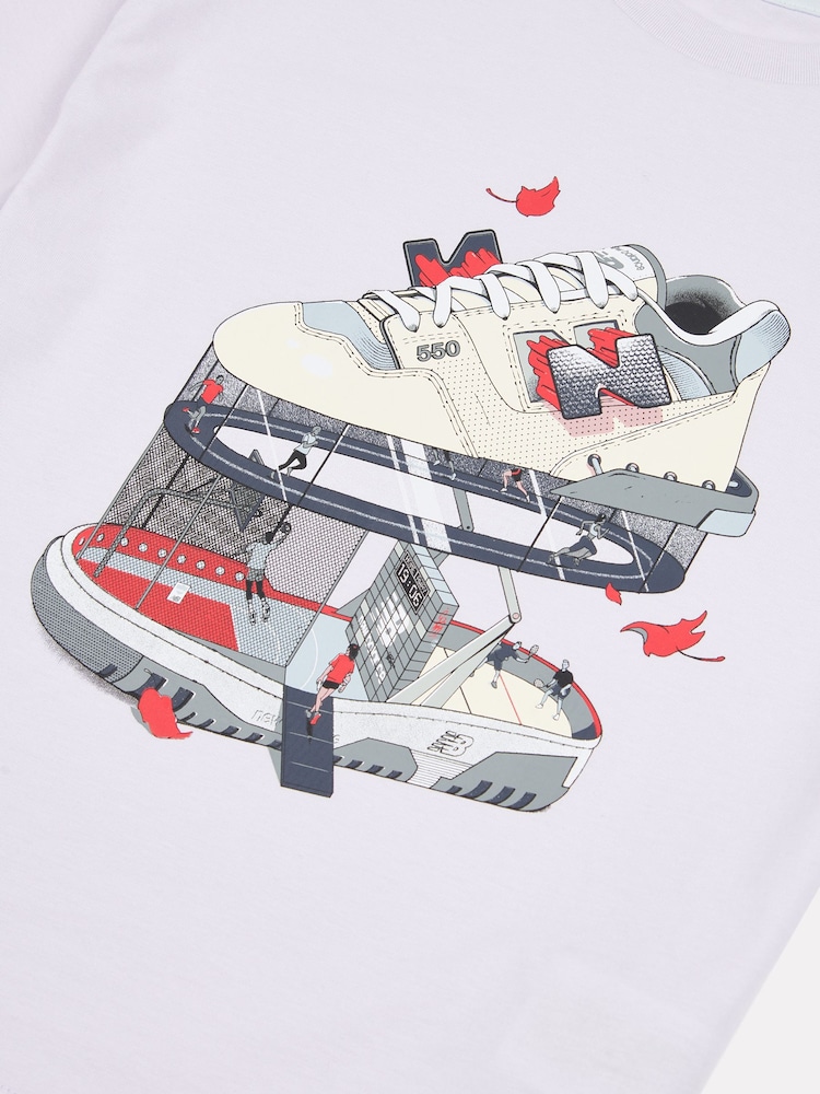 أرجواني - New Balance Kids Fitness Centre Illustrated Graphic 100% Cotton T-Shirt - صورة 3 من 3
