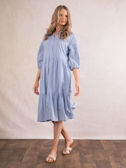 Lakeland Clothing Blue Idina Midi 100% Cotton Dress - Image 1 of 7