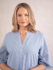 Lakeland Clothing Blue Idina Midi 100% Cotton Dress - Image 3 of 7