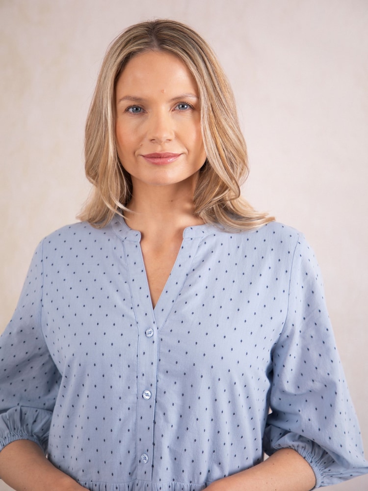 Lakeland Clothing Blue Idina Midi 100% Cotton Dress - Image 3 of 7