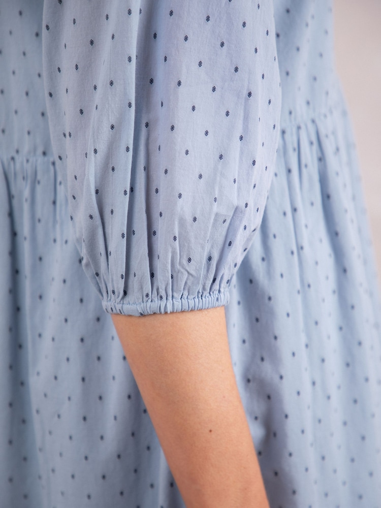 Lakeland Clothing Blue Idina Midi 100% Cotton Dress - Image 4 of 7