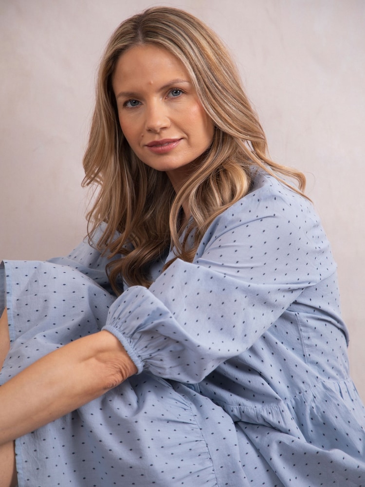 Lakeland Clothing Blue Idina Midi 100% Cotton Dress - Image 5 of 7