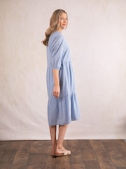 Lakeland Clothing Blue Idina Midi 100% Cotton Dress - Image 6 of 7