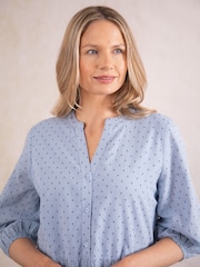 Lakeland Clothing Blue Idina Midi 100% Cotton Dress - Image 7 of 7