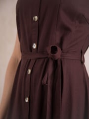 Lakeland Clothing Trudy Linen Blend Midi Brown Dress - Image 8 of 8