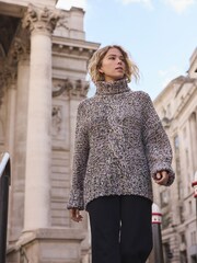 Pink and Green Twist Cable Knit Roll Neck Jumper - Image 2 of 3