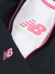 New Balance Black Kids Full Zip Hoodie 100% Cotton Short & T-Shirt Set - Image 3 of 3