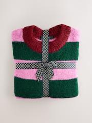 Pink/Green Multi Stripe Crew Neck Jumper With Wool - Image 6 of 9