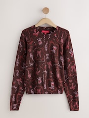 Chocolate Brown Sparkle Bow Christmas Jumper - Image 1 of 3