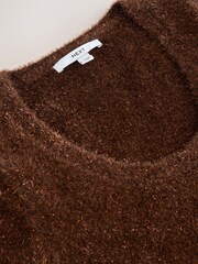 Chocolate marrom - Camiseta com decote redondo e cintura alta com brilho - Imagem 2 de 3