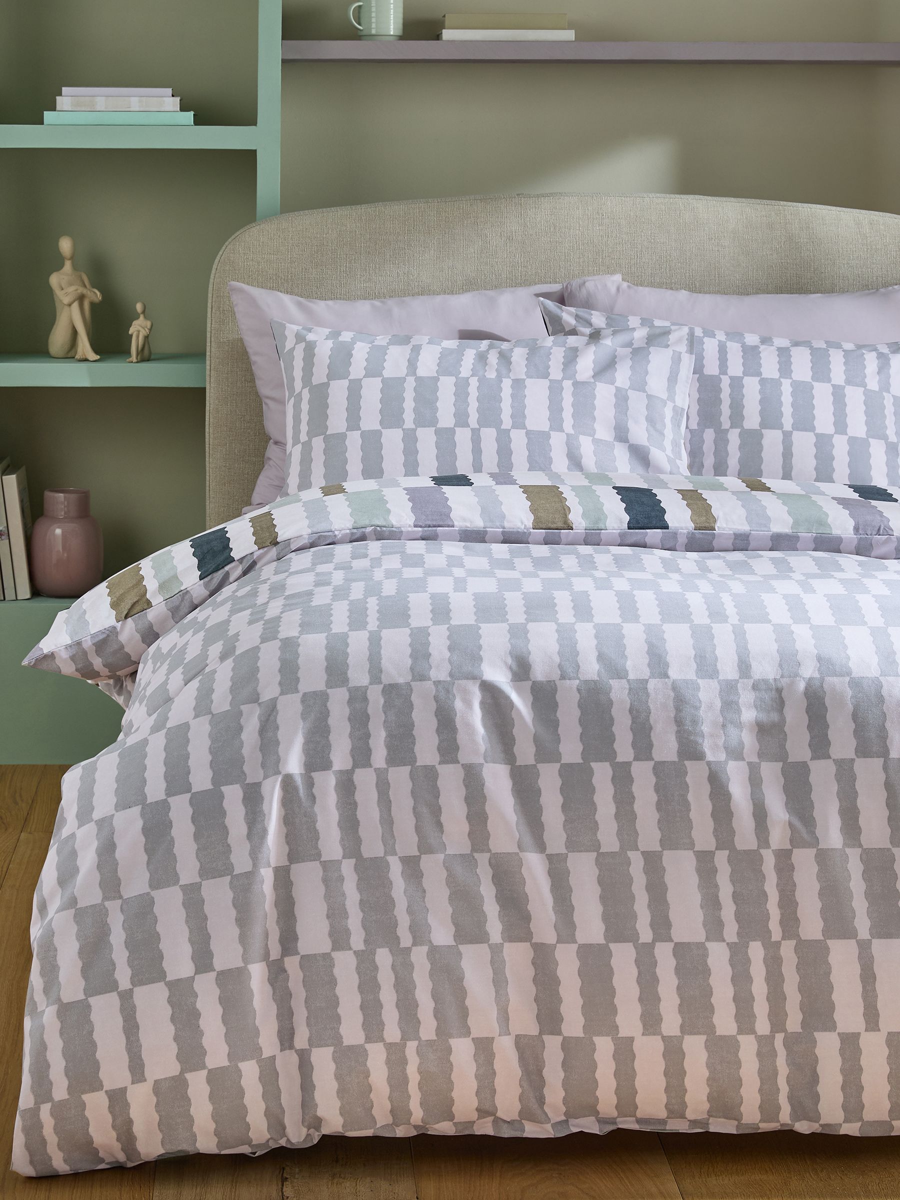 Buy 2 Pack Blue Green Reversible Duvet Covers and Pillowcases Set
