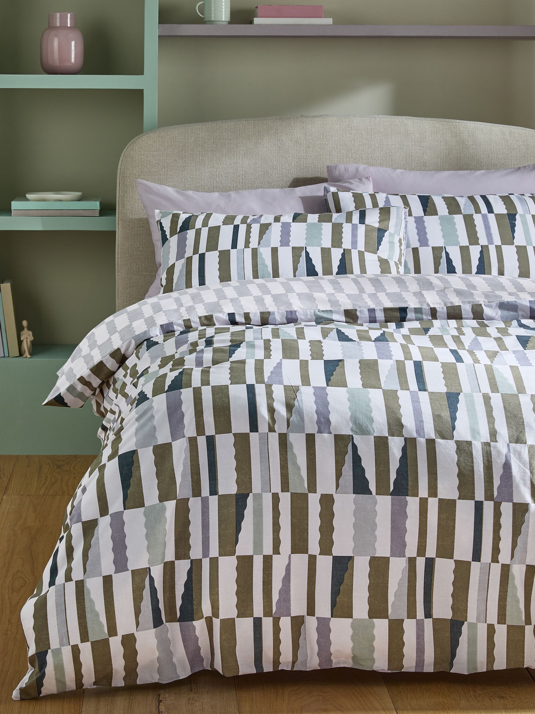 Buy 2 Pack Blue Green Reversible Duvet Covers and Pillowcases Set