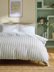 2 Pack Green Stripe 100% Cotton Duvet Cover and Pillowcase Set - Image 3 of 10