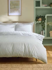 2 Pack Green Stripe 100% Cotton Duvet Cover and Pillowcase Set - Image 4 of 10