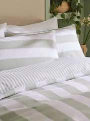 2 Pack Green Stripe 100% Cotton Duvet Cover and Pillowcase Set - Image 5 of 10