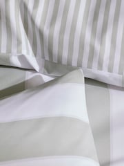 2 Pack Green Stripe 100% Cotton Duvet Cover and Pillowcase Set - Image 6 of 10