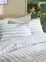 2 Pack Green Stripe 100% Cotton Duvet Cover and Pillowcase Set - Image 7 of 10