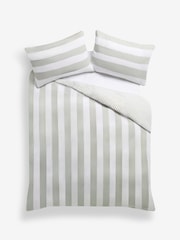 2 Pack Green Stripe 100% Cotton Duvet Cover and Pillowcase Set - Image 9 of 10