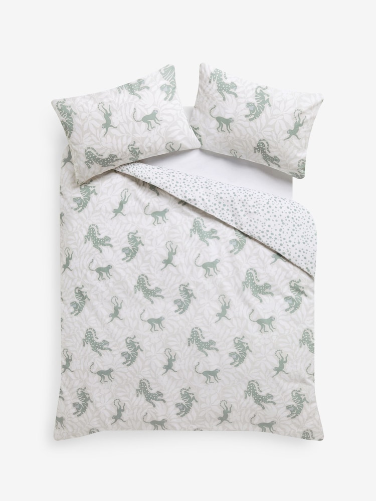 2 Pack Green/Natural Jungle 100% Cotton Duvet Cover and Pillowcase Set - Image 7 of 7