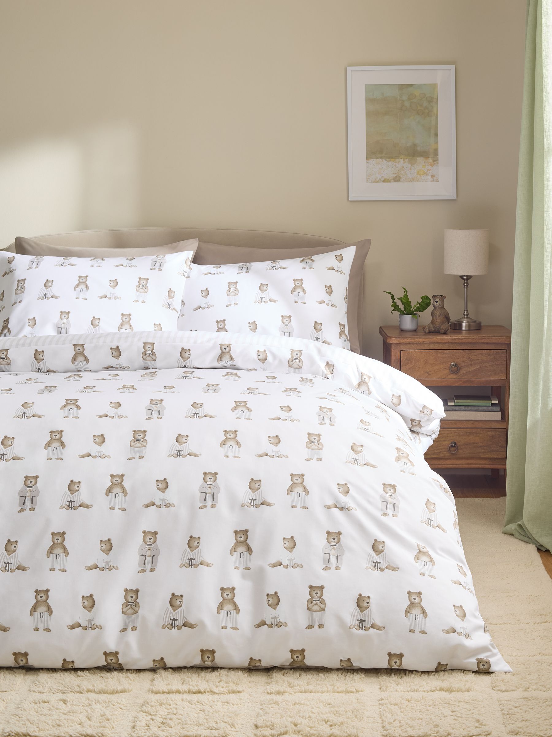 Buy 2 Pack White/Natural Bertie Bear Reversible Bed Set from Next USA