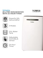 Tower White Dehumidifier Compressor with 55L Water Tank - Image 2 of 6