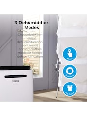 Tower White Dehumidifier Compressor with 55L Water Tank - Image 4 of 6