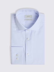 MOSS Blue Regular Fit 100% Cotton Sky Dobby Shirt - Image 4 of 4