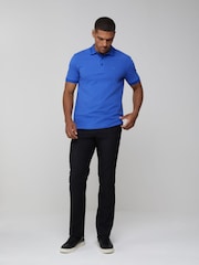 BOSS Blue Camo Regular Fit Paddy Tipped Collar Polo Shirt - Image 3 of 4