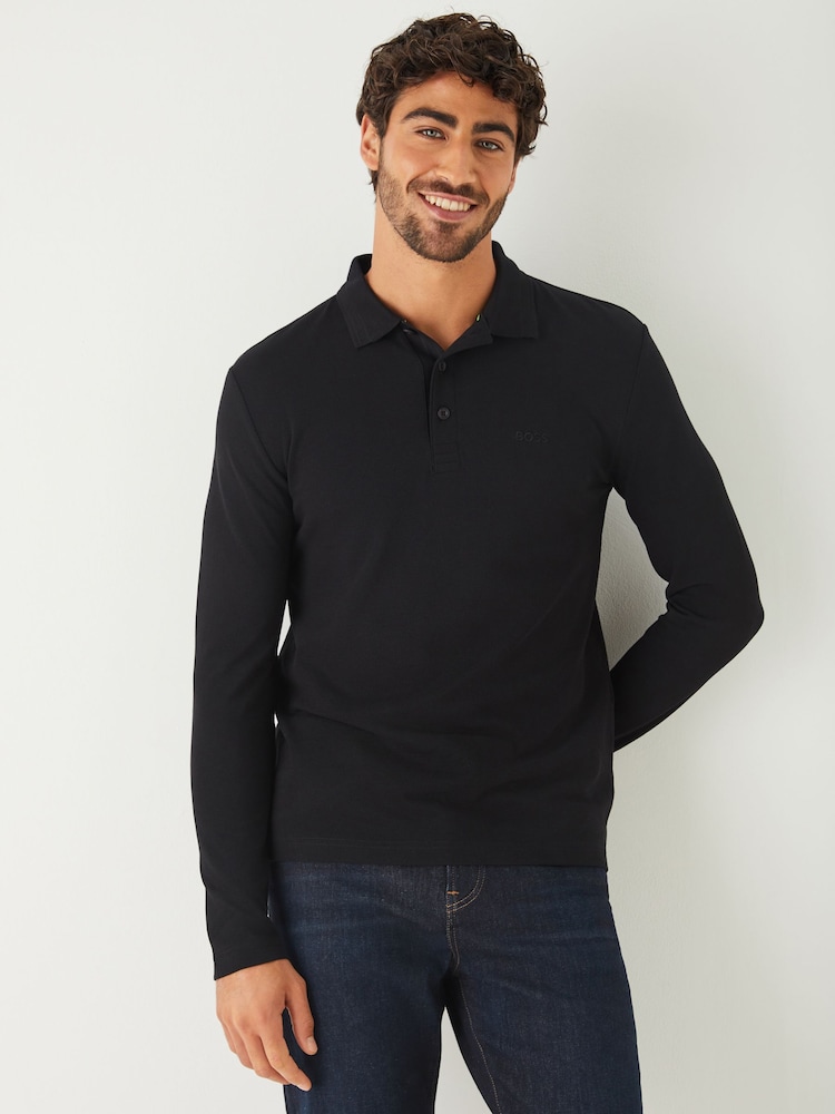 BOSS Black Plisy Tipped Collar Regular Fit Polo Shirt - Image 1 of 4