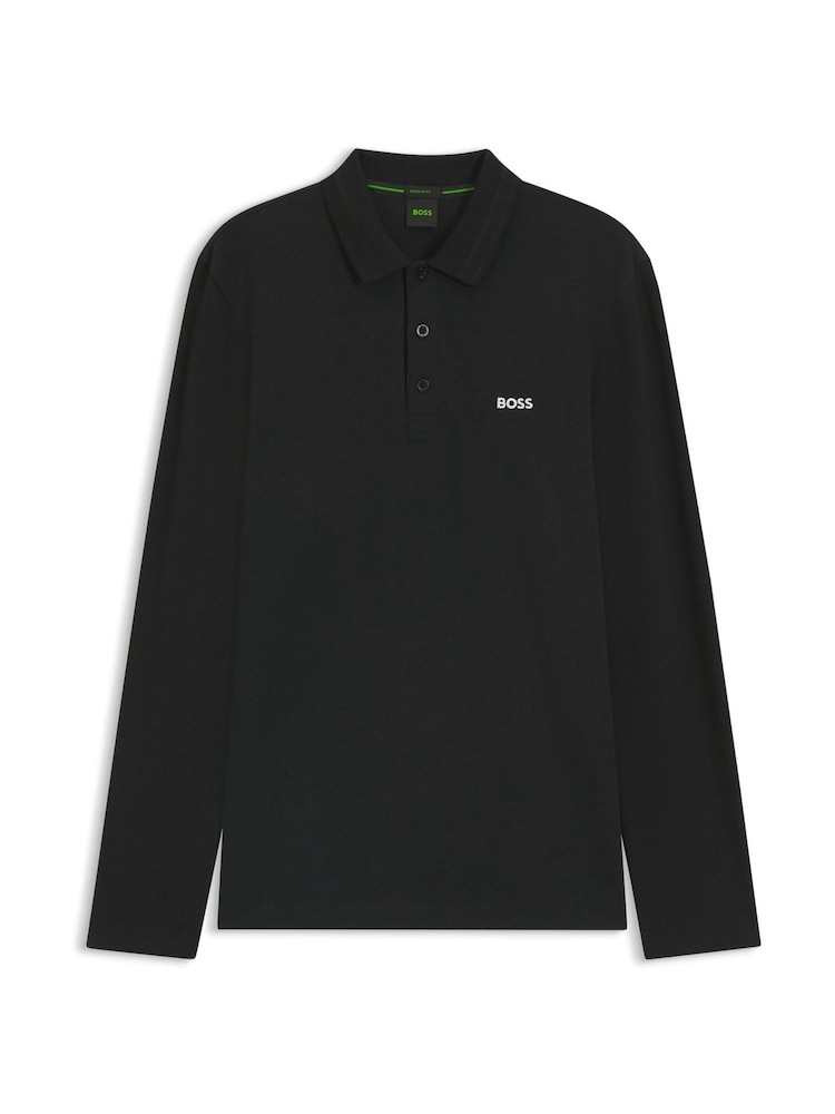 BOSS Black Plisy Tipped Collar Regular Fit Polo Shirt - Image 4 of 4
