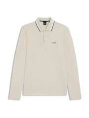 BOSS White Regular Fit Plisy Tipped Collar Polo Shirt - Image 1 of 1