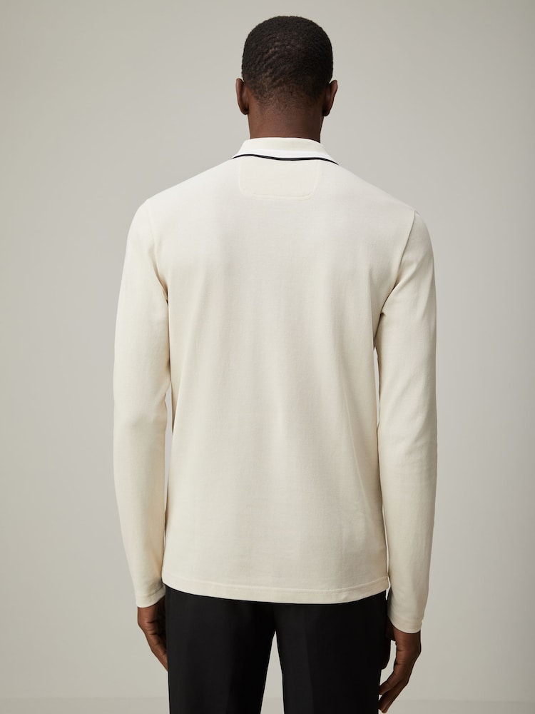 BOSS White Regular Fit Plisy Tipped Collar Polo Shirt - Image 2 of 5 BOSS White Regular Fit Plisy Tipped Collar Polo Shirt - Image 2 of 5