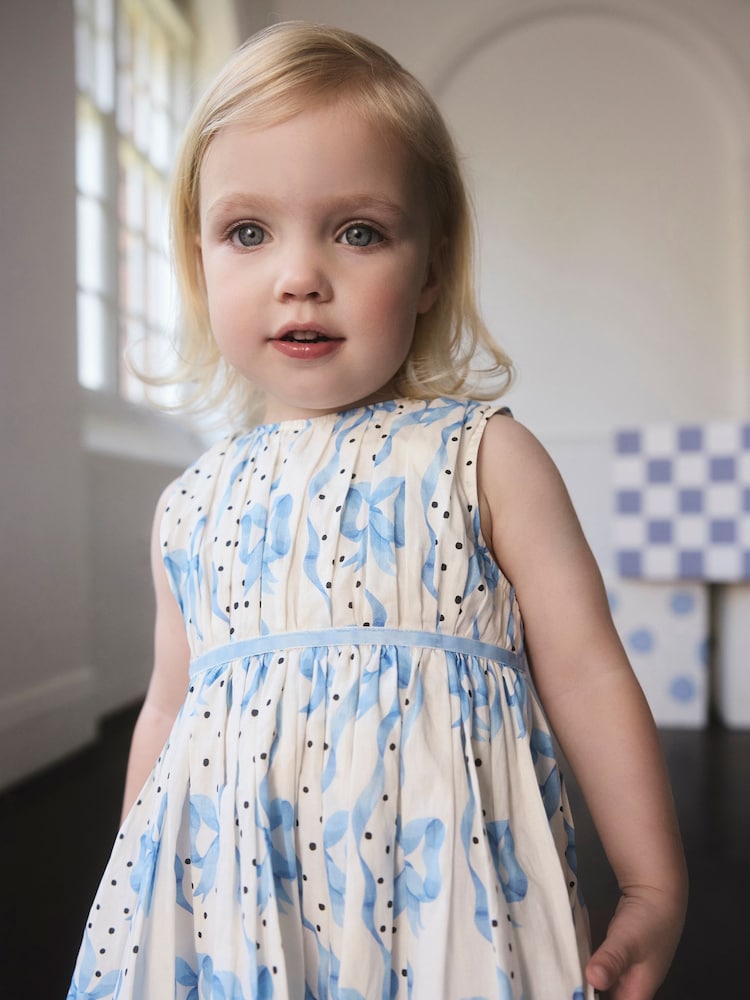 Cath Kidston Blue Bow Print Party Dress (3mths-8yrs) - Image 2 of 8