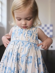 Cath Kidston Blue Bow Print Party Dress (3mths-8yrs) - Image 4 of 8