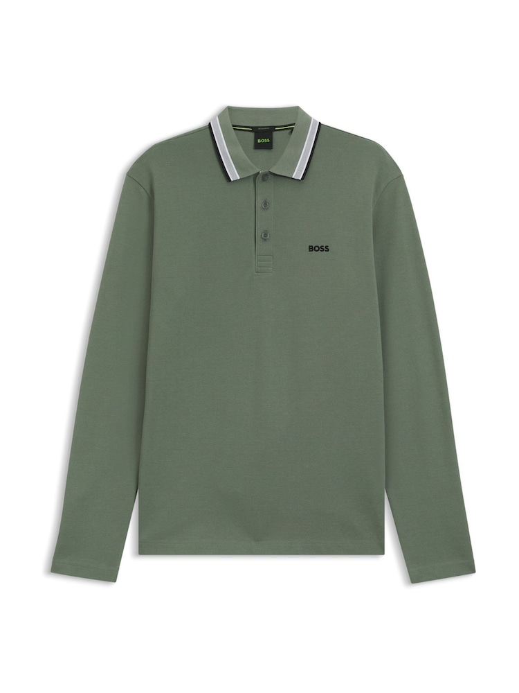 BOSS Green Regular Fit Plisy Tipped Collar Polo Shirt - Image 1 of 1