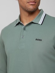 BOSS Green Regular Fit Plisy Tipped Collar Polo Shirt - Image 4 of 5